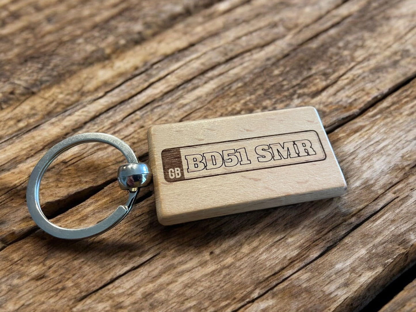 Personalised Wooden Car Number Plate Keyring Gift