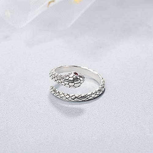 Adjustable Snake Ring with Red Zircon Eyes – 925 Sterling Silver Jewellery | The Great Gift Idea