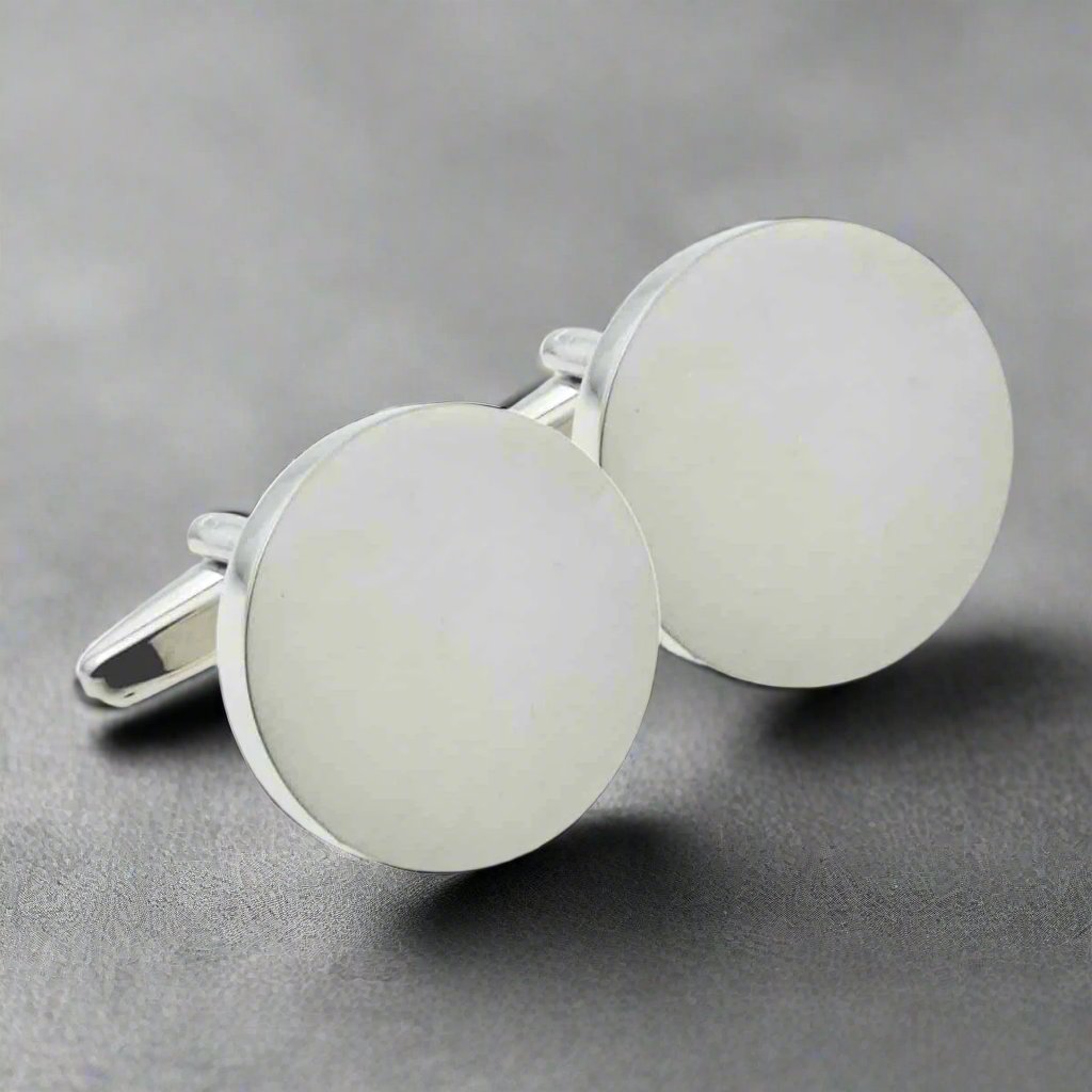 Engraved Brushed Matt Finish Deluxe Round Cufflinks - The Great Gift Idea