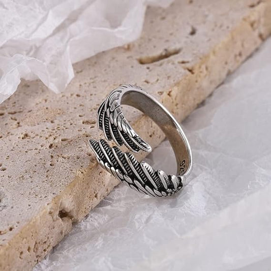 Feather Ring 925 Sterling Silver – Adjustable Elegant Jewellery | The Great Gift Idea