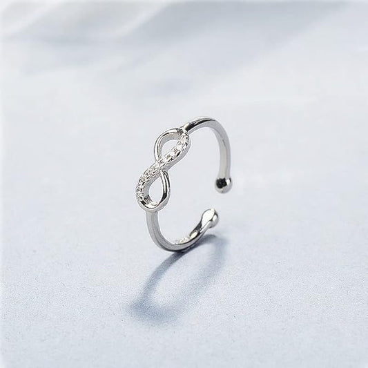 Infinity Ring Resizable 925 Sterling Silver with Zircon Stones | The Great Gift Idea