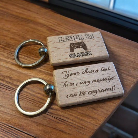 Personalised 18th Birthday Gamer Keyring – Custom Engraved Gift for Gamers | The Great Gift Idea