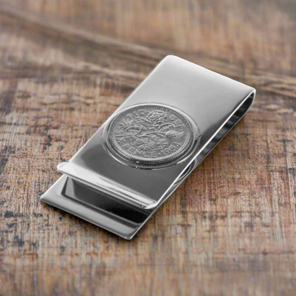 Personalised Silver Lucky Sixpence Money Clip | The Great Gift Idea