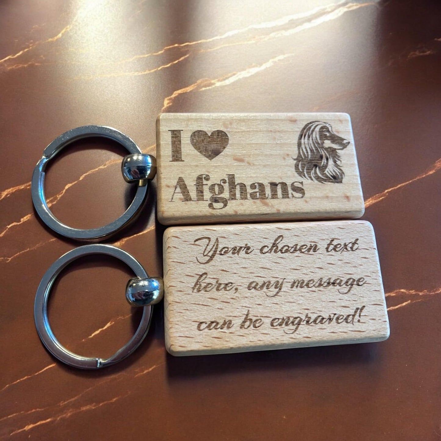 Personalised Wooden Afghan Hound Keyring | The Great Gift Idea