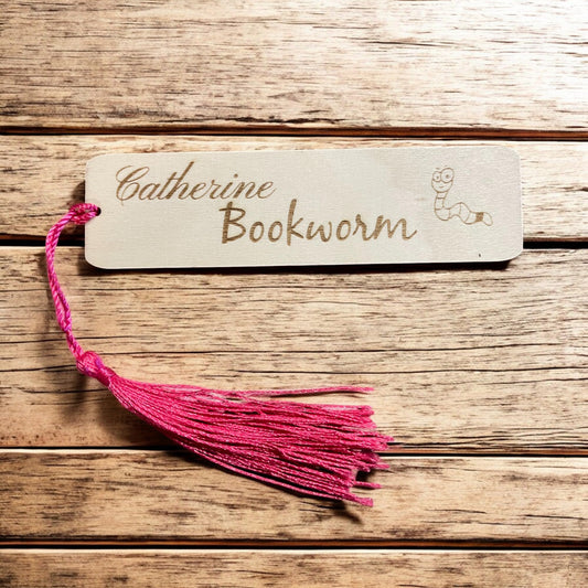 Personalised Wooden Bookmark with Laser Engraved Bookworm | The Great Gift Idea