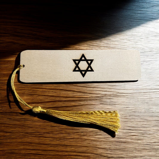Personalised Wooden Bookmark with Laser Engraved Star of David | The Great Gift Idea
