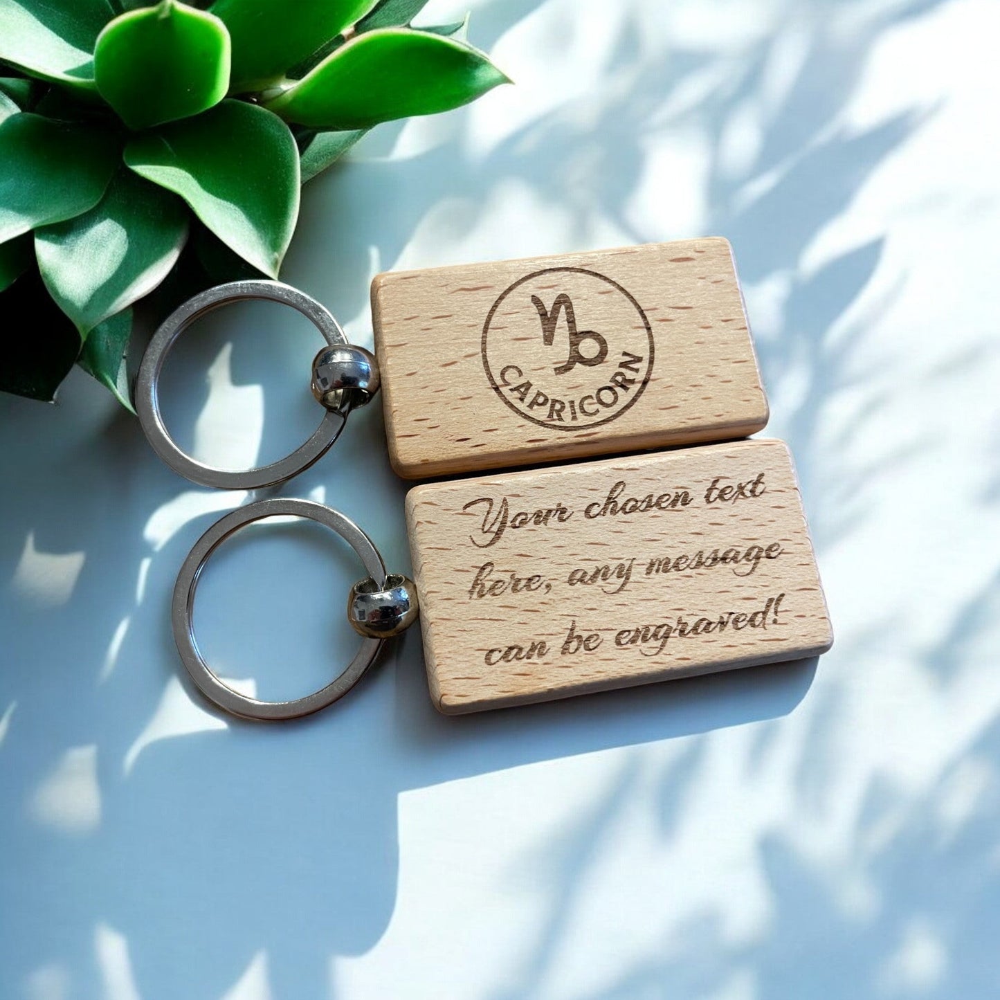 Personalised Wooden Capricorn Zodiac Keyring | The Great Gift Idea