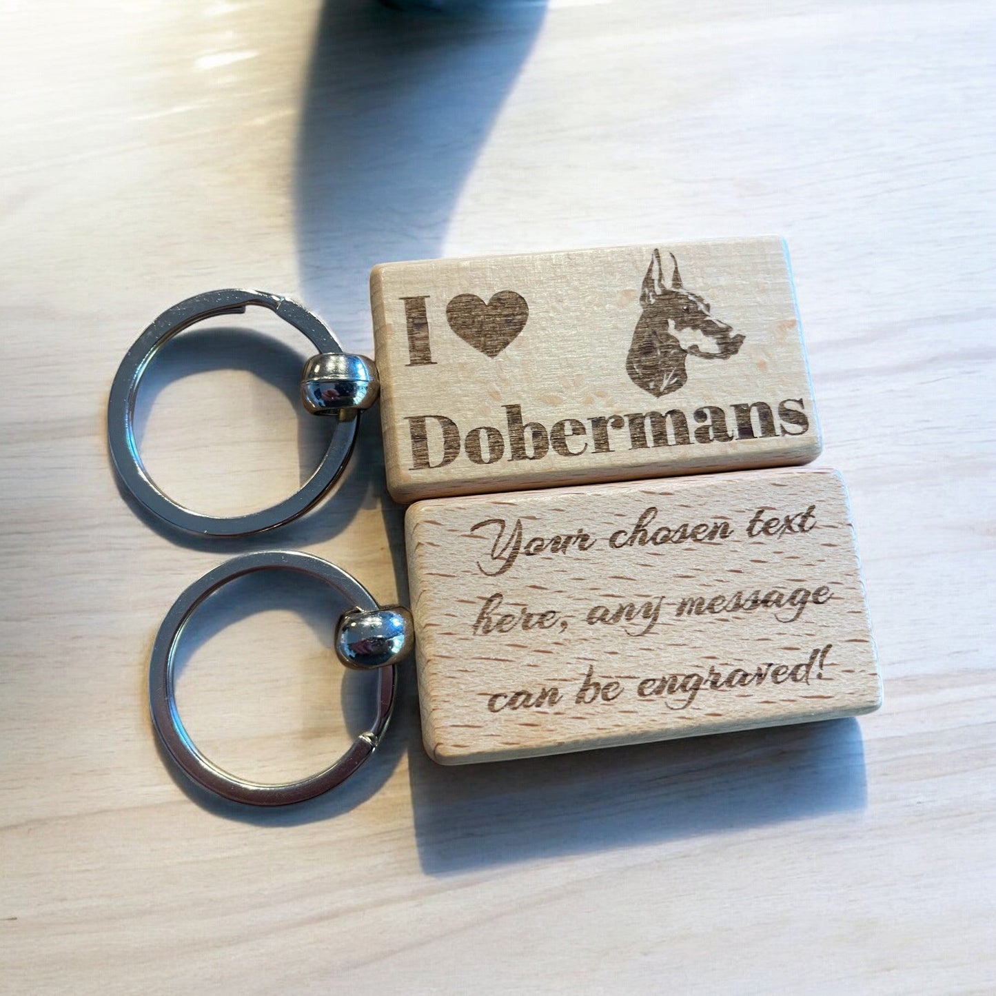 Personalised Wooden Doberman Keyring | The Great Gift Idea