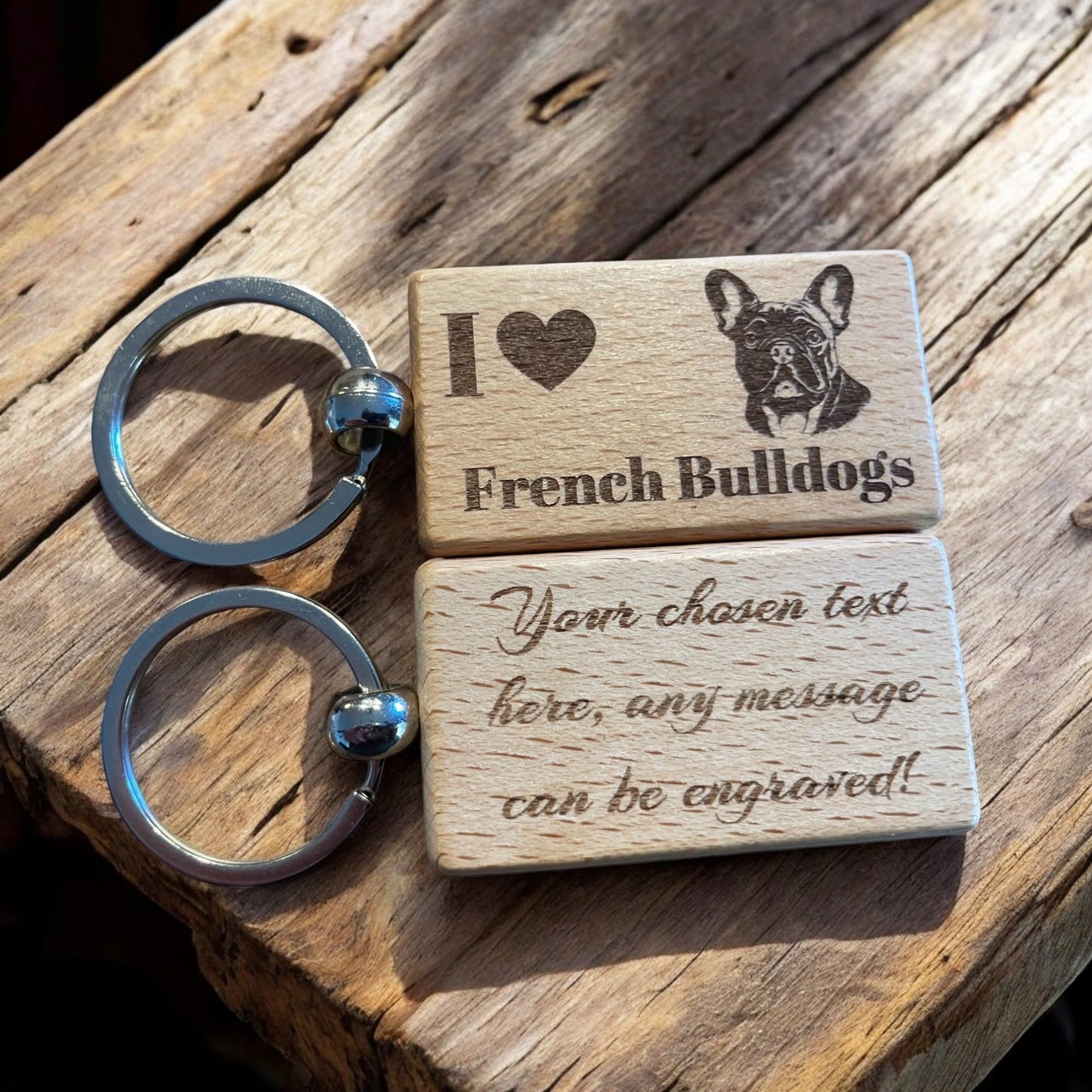 Personalised Wooden French Bulldog Keyring | The Great Gift Idea