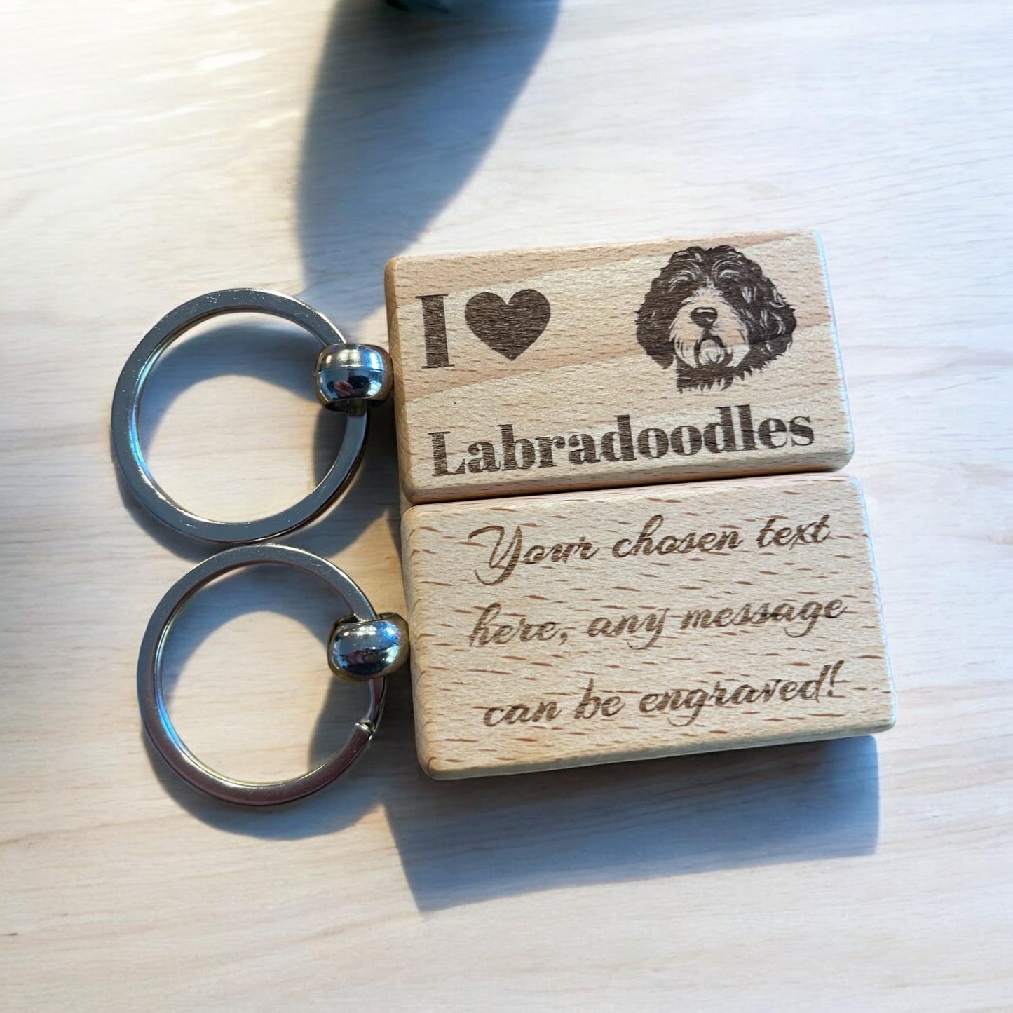 Personalised Wooden Labradoodle Keyring | The Great Gift Idea