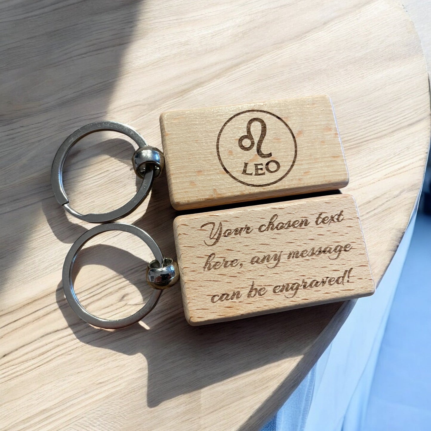 Personalised Wooden Leo Zodiac Keyring | The Great Gift Idea