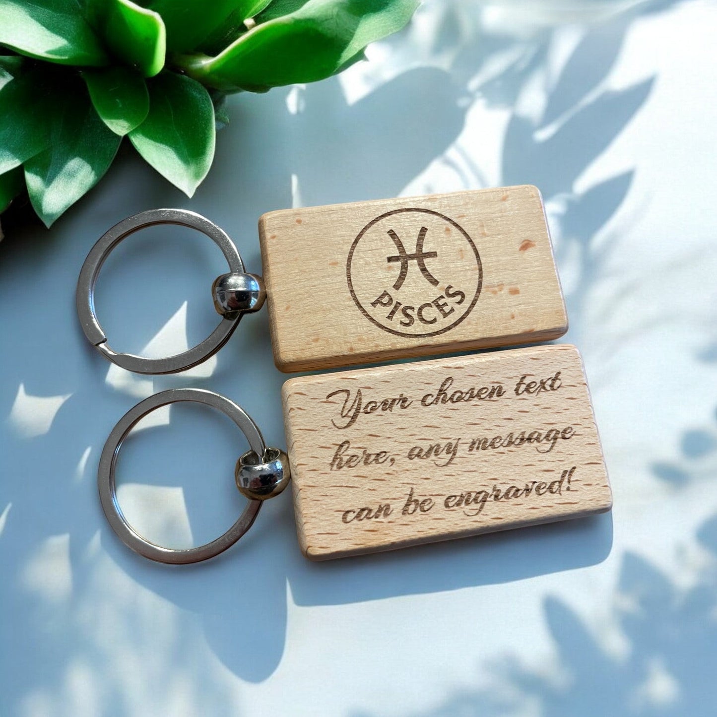 Personalised Wooden Pisces Zodiac Keyring | The Great Gift Idea