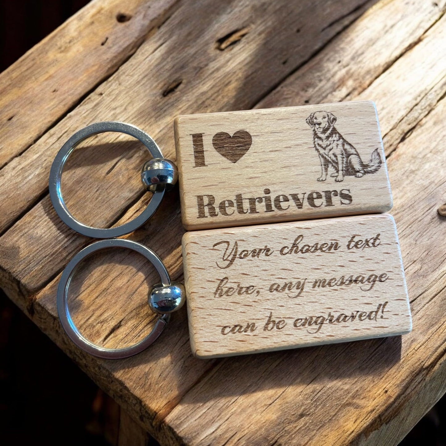 Personalised Wooden Retriever Keyring | The Great Gift Idea