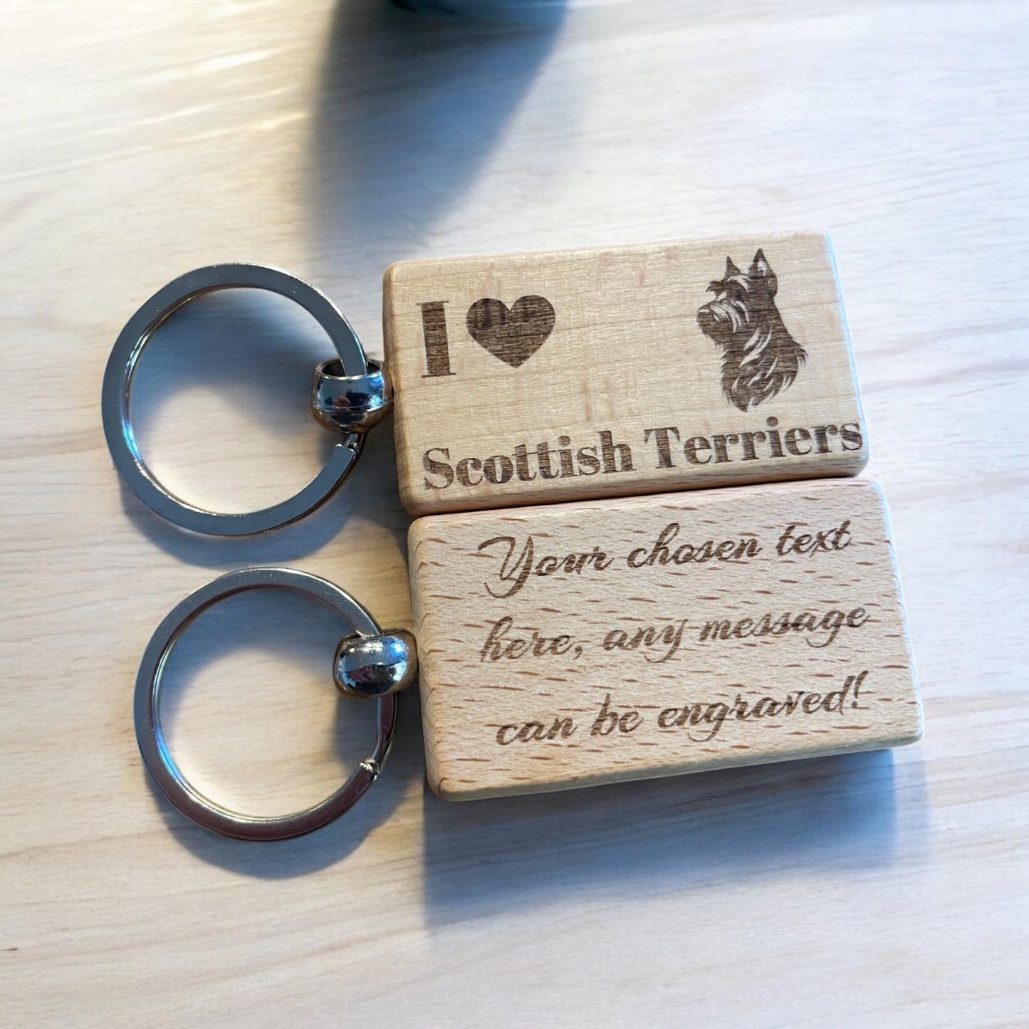 Personalised Wooden Scottish Terrier Keyring | The Great Gift Idea