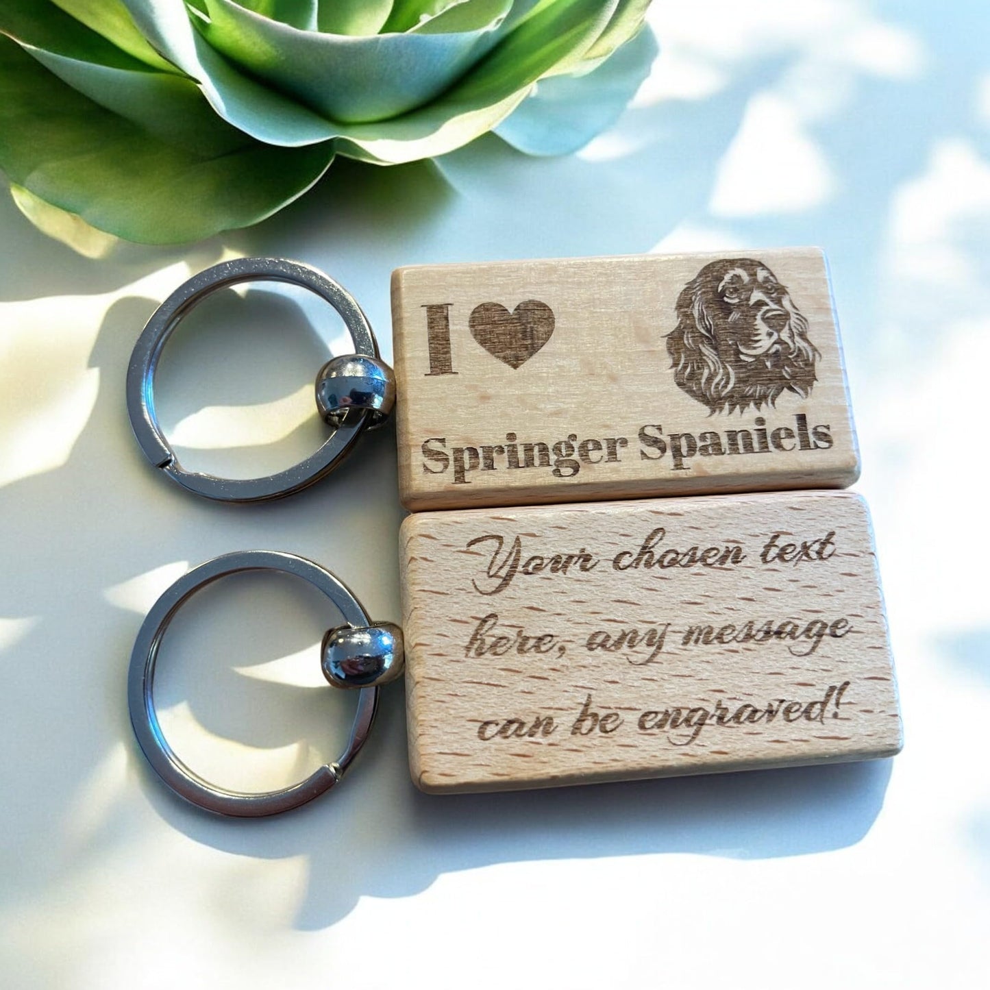 Personalised Wooden Springer Spaniel Dog Keyring | The Great Gift Idea