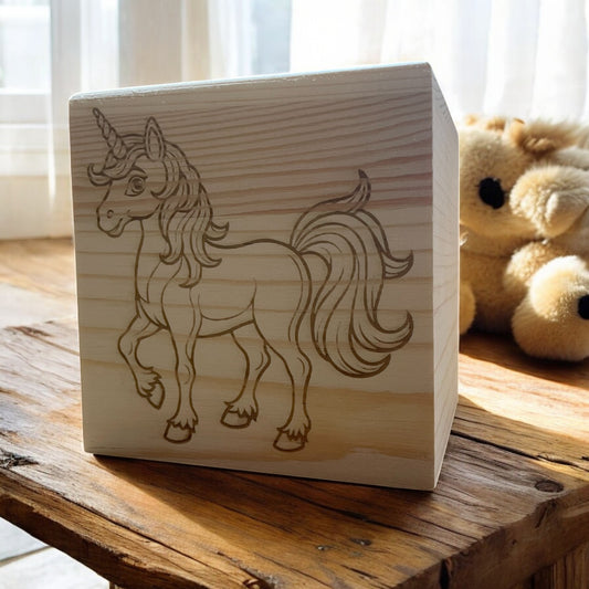 Personalised Wooden Unicorn Money Box | The Great Gift Idea