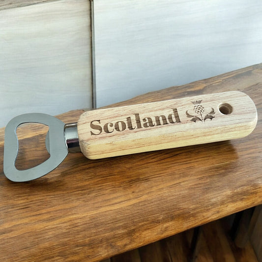 Rustic Wooden Scotland Bottle Opener – Stylish Scottish Design Gift