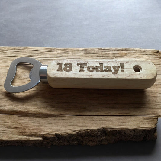 18th Birthday Wooden Bottle Opener – Engraved Gift for 18 Today Celebration

