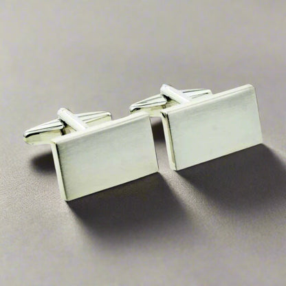 Engraved Brushed Matt Finish Deluxe Rectangle Cufflinks - The Great Gift Idea