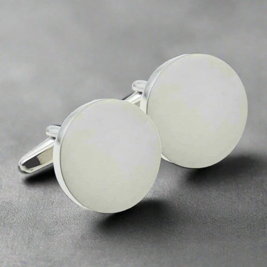 Engraved Brushed Matt Finish Deluxe Round Cufflinks - The Great Gift Idea