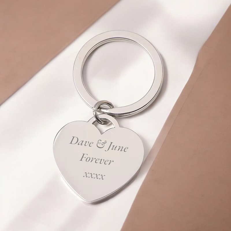Personalised Engraved Silver Heart Keyring With Gift Box | The Great Gift Idea