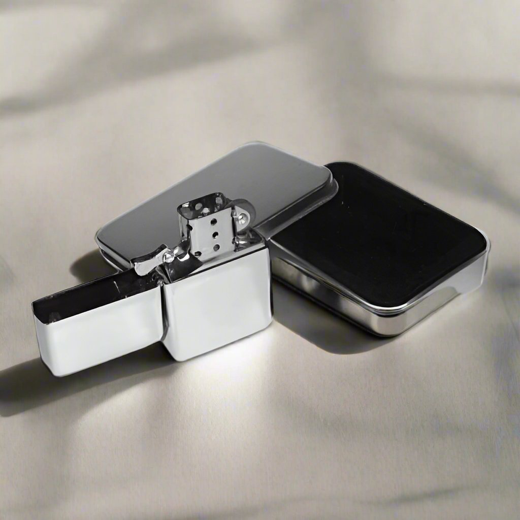 Engraved Petrol Lighter in Metal Tin - The Great Gift Idea
