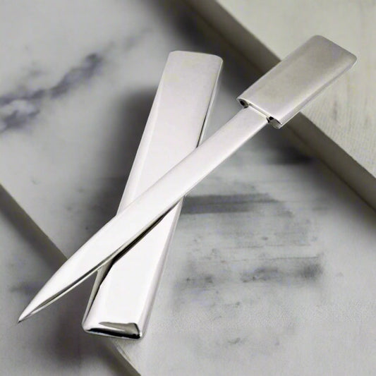 Engraved Personalised Silver Plated Letter Opener in Shiny Metal Sheath - The Great Gift Idea