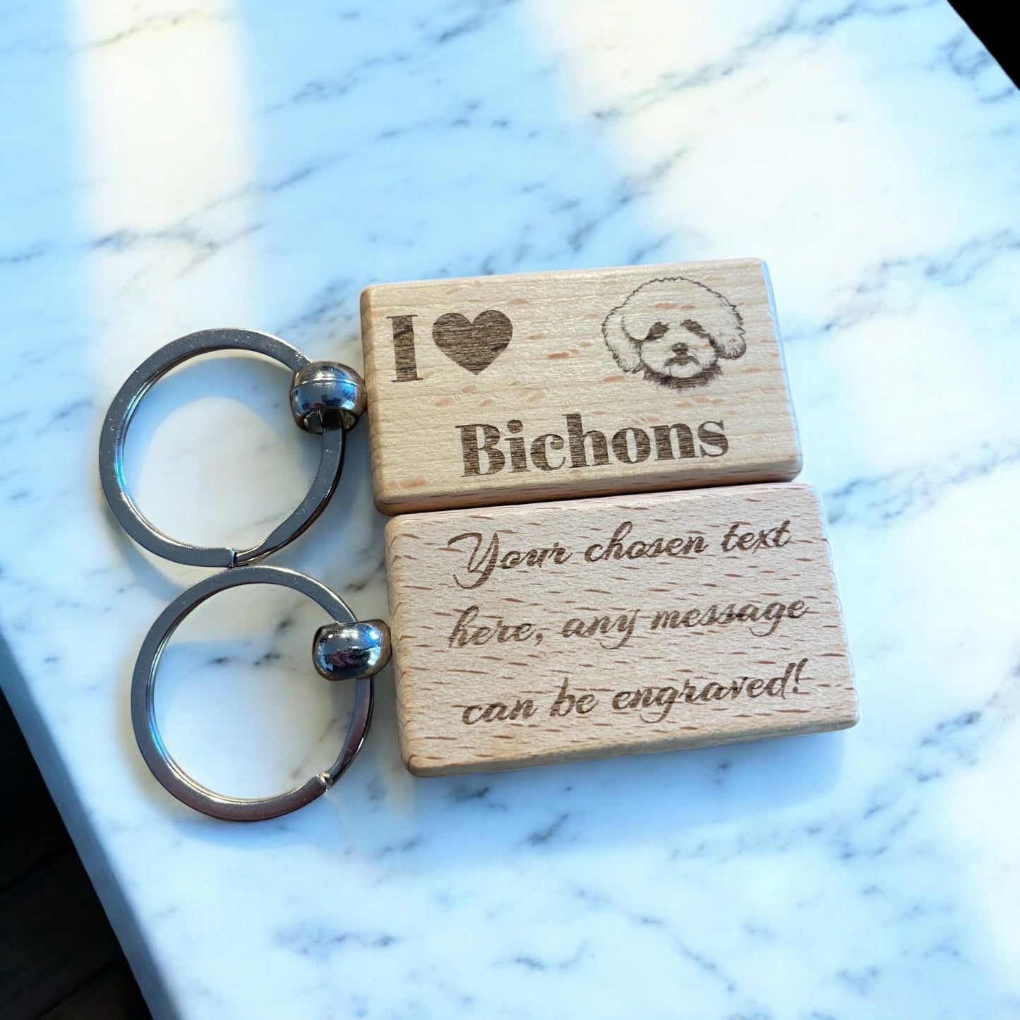 Personalised Wooden Bichon Keyring | The Great Gift Idea