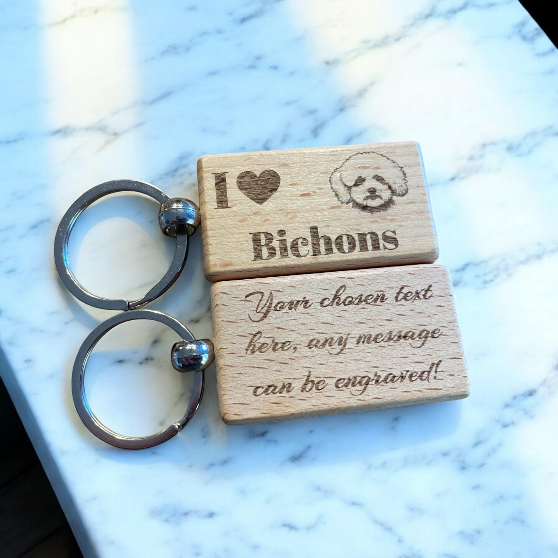 Personalised Wooden Bichon Keyring | The Great Gift Idea