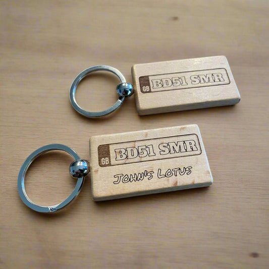 Personalised Wooden Car Number Plate Keyring | The Great Gift Idea