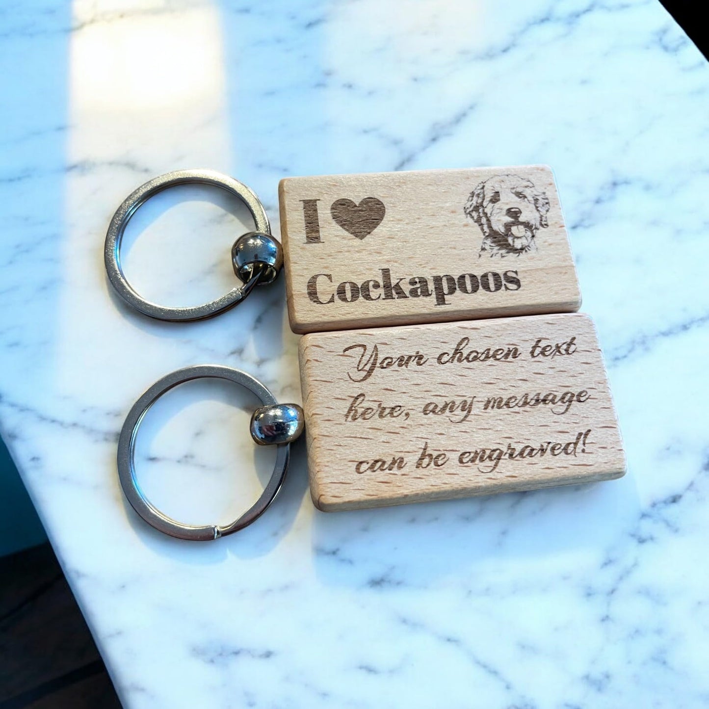 Personalised Wooden Cockapoo Keyring | The Great Gift Idea