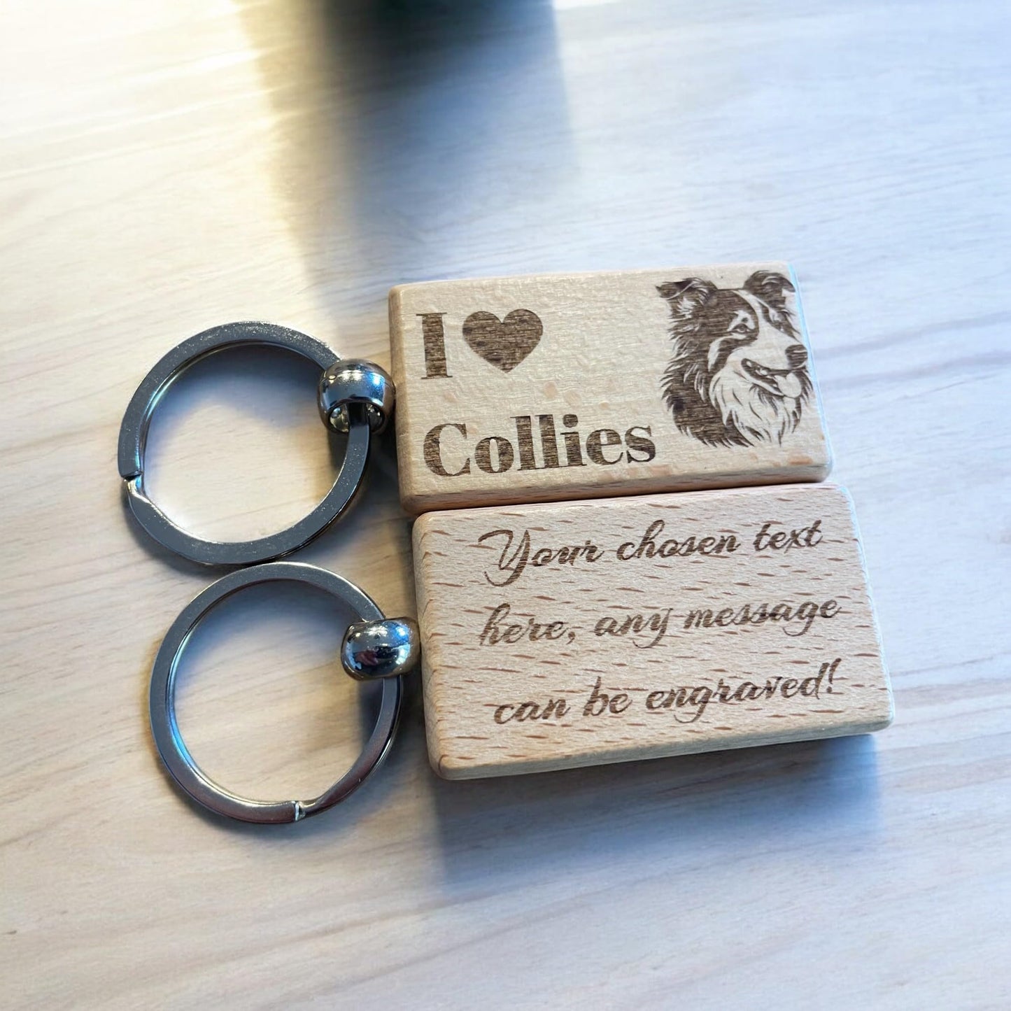 Personalised Wooden Collie Keyring | The Great Gift Idea