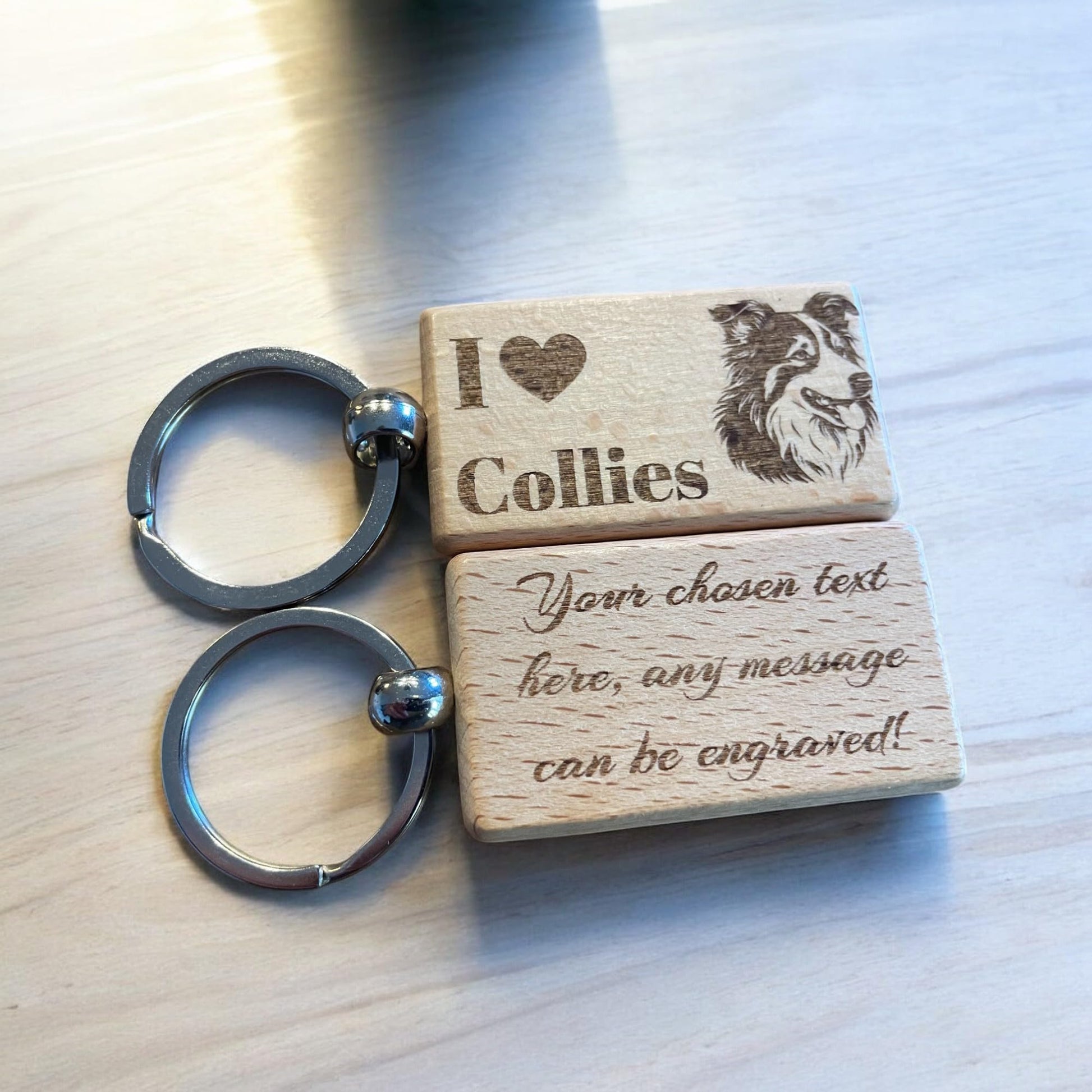 Personalised Wooden Collie Keyring | The Great Gift Idea