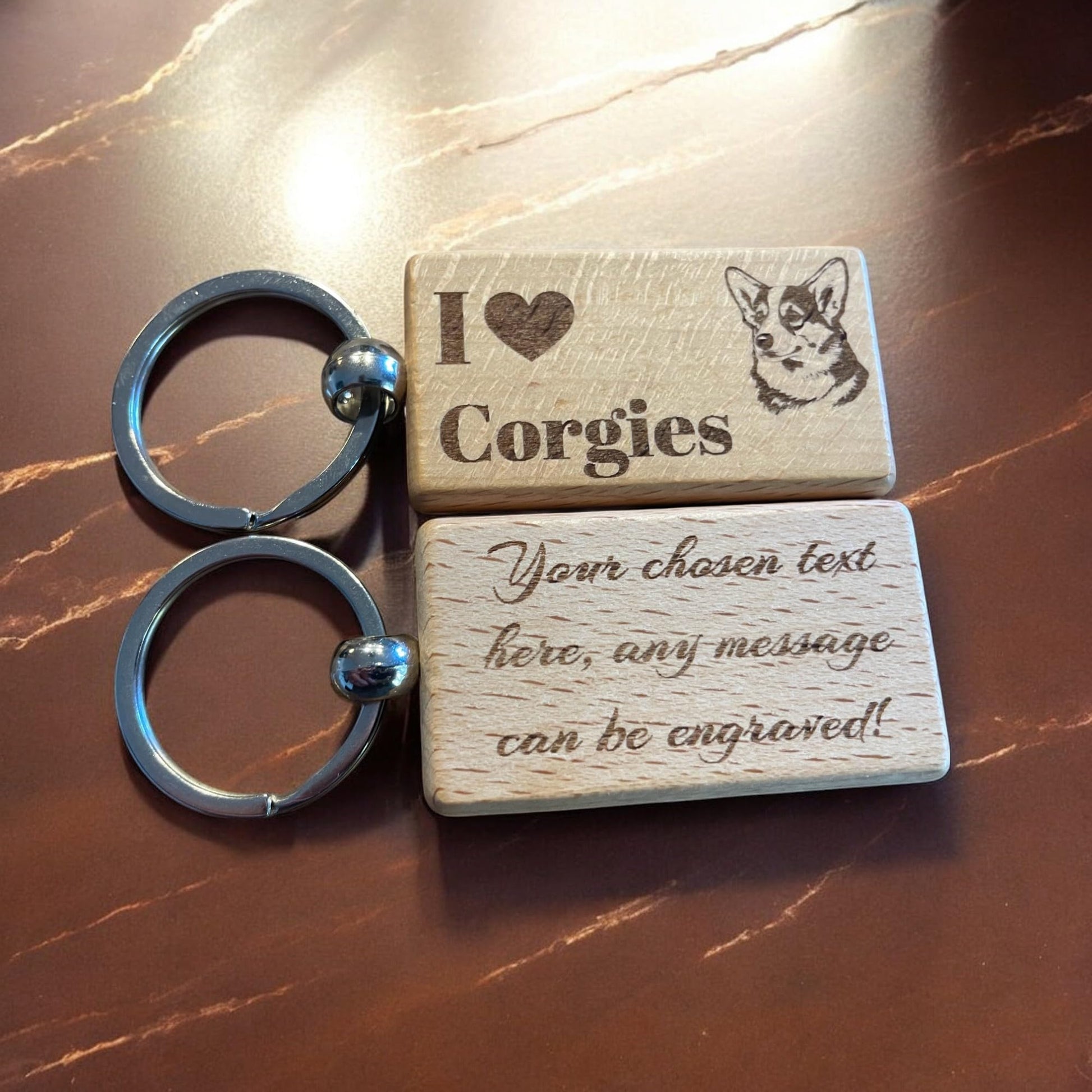 Personalised Wooden Corgi Keyring | The Great Gift Idea