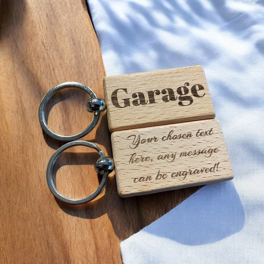Personalised Wooden Garage Key Keyring | The Great Gift Idea