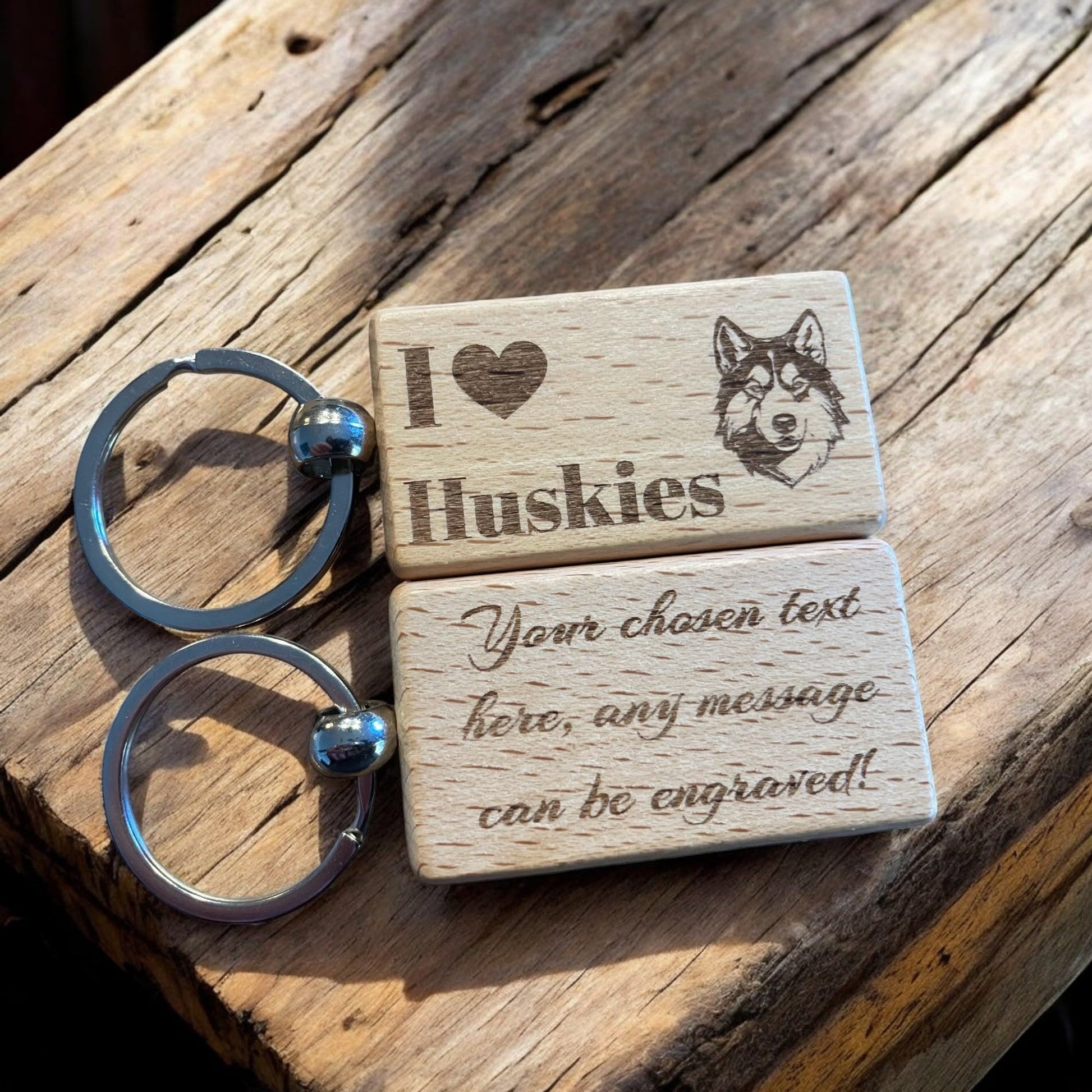 Personalised Wooden Husky Keyring | The Great Gift Idea