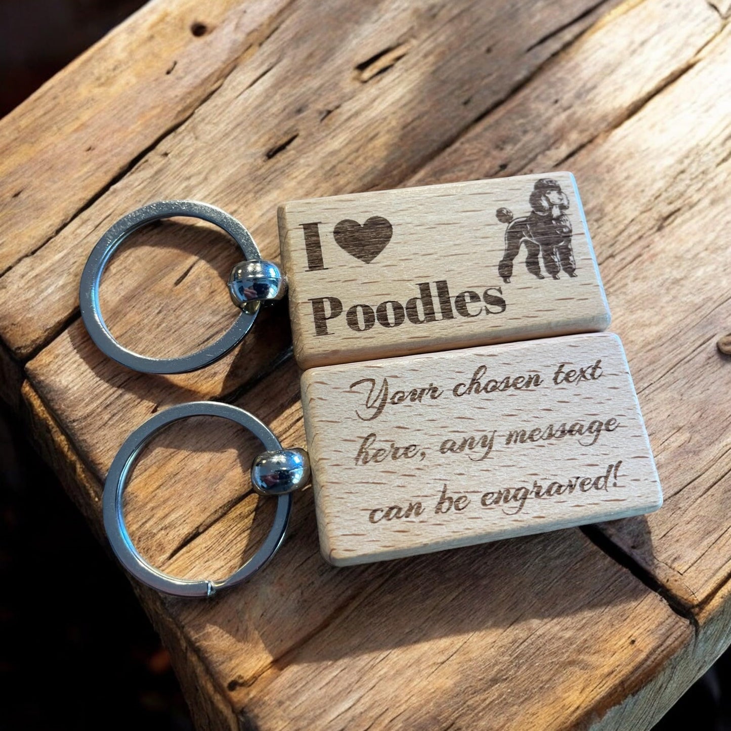 Personalised Wooden Poodle Keyring | The Great Gift Idea