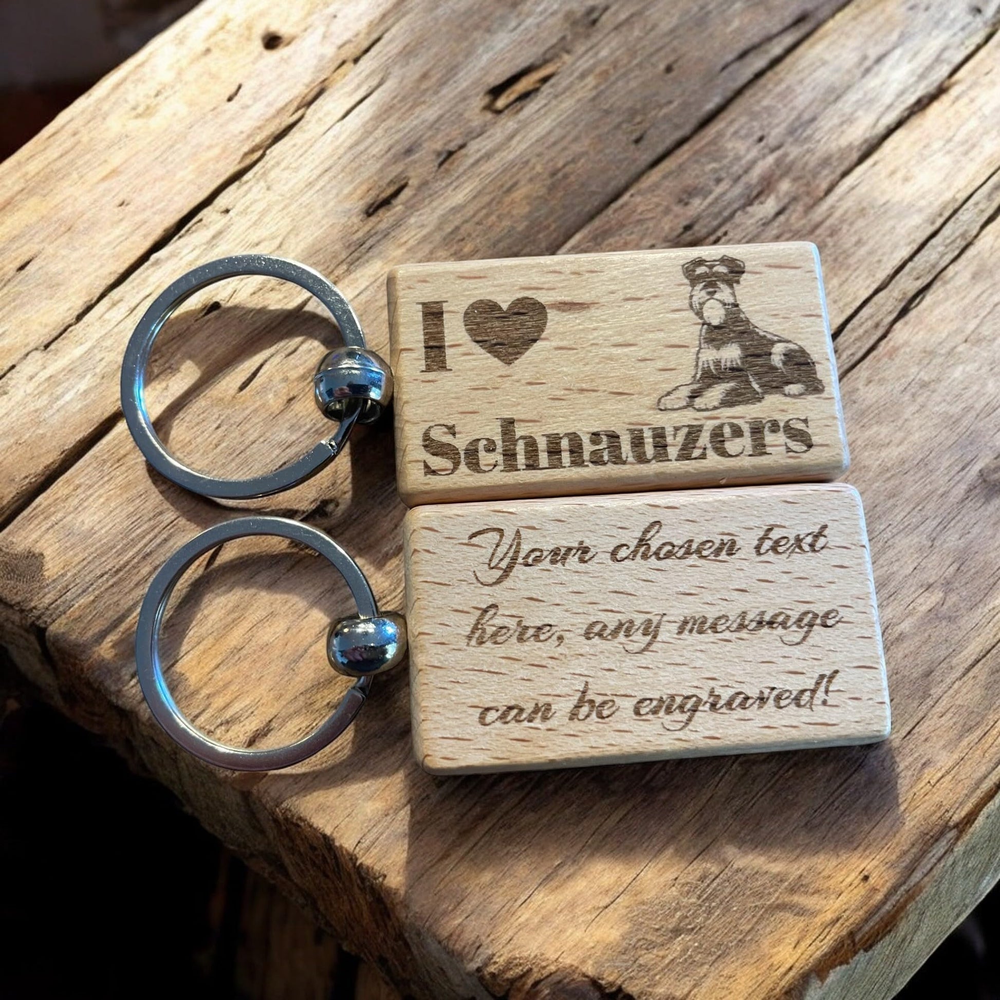 Personalised Wooden Schnauzer Keyring | The Great Gift Idea