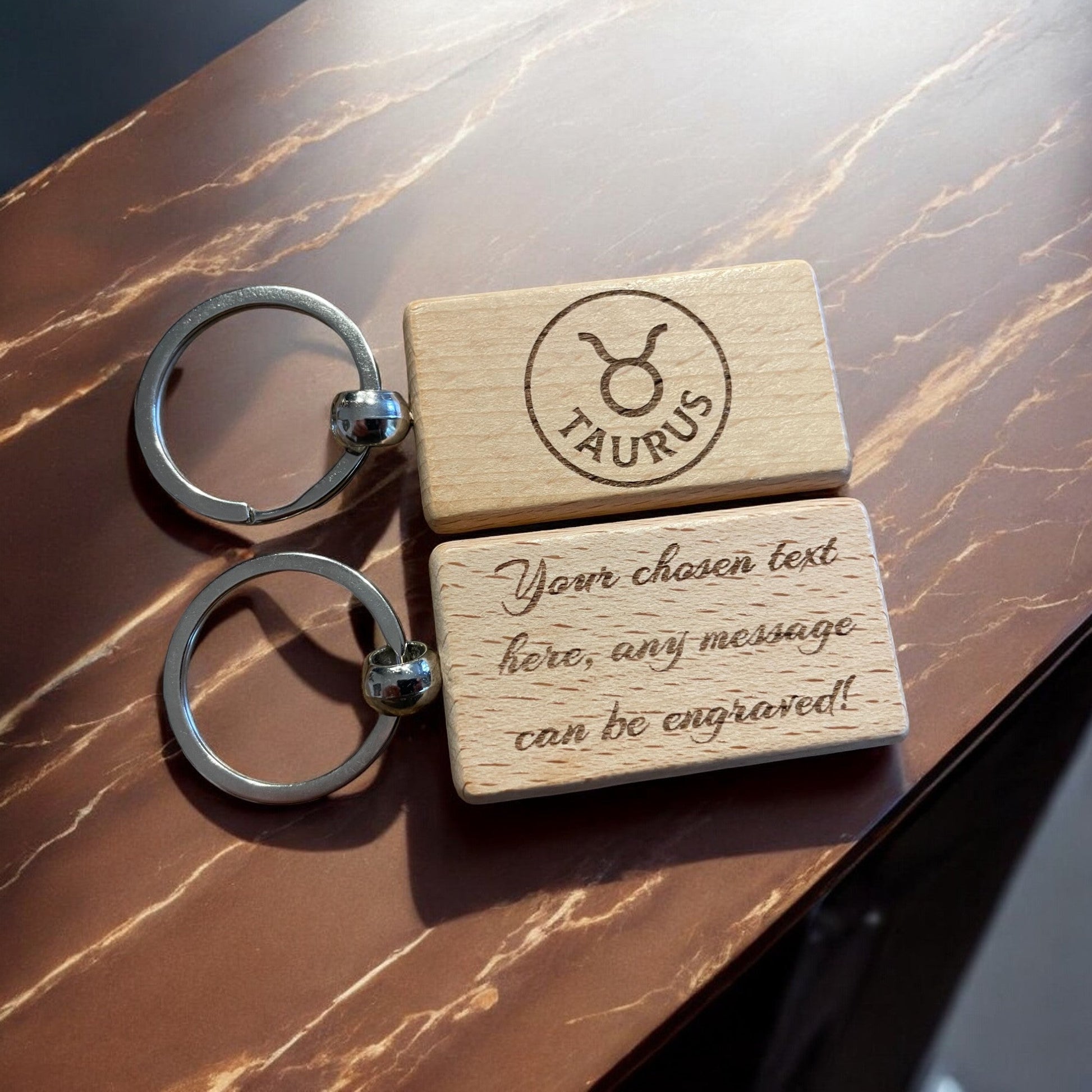 Personalised Wooden Taurus Zodiac Keyring | The Great Gift Idea
