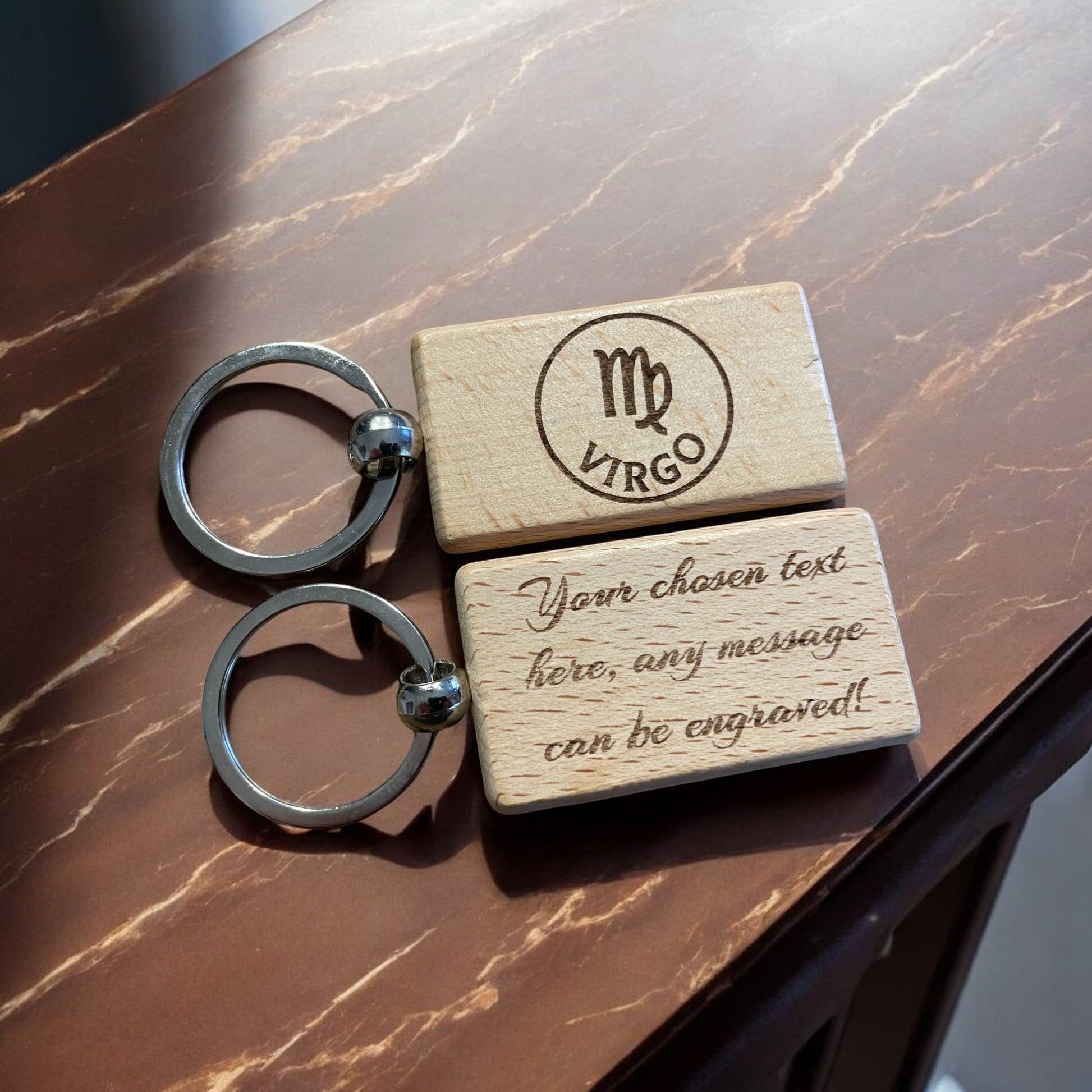 Personalised Wooden Virgo Zodiac Keyring | The Great Gift Idea