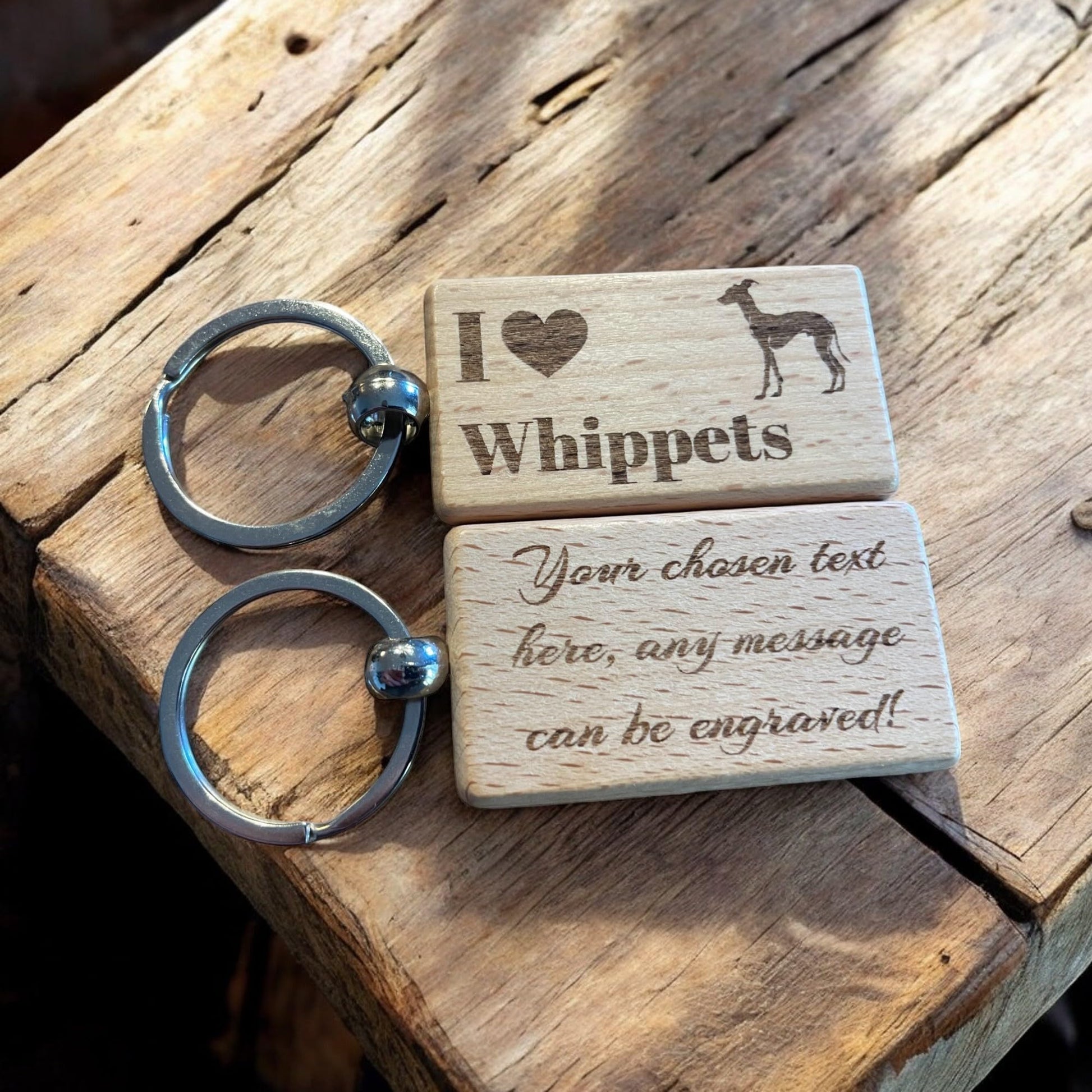 Personalised Wooden Whippet Keyring | The Great Gift Idea