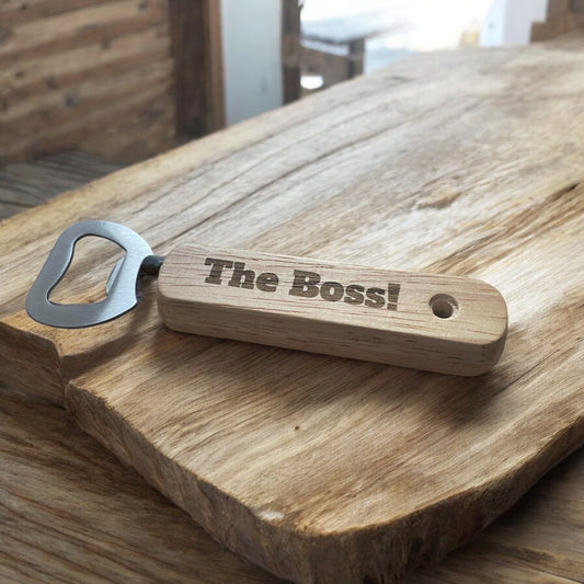 Wooden The Boss Bottle Opener – Fun and Stylish Gift for Leaders

